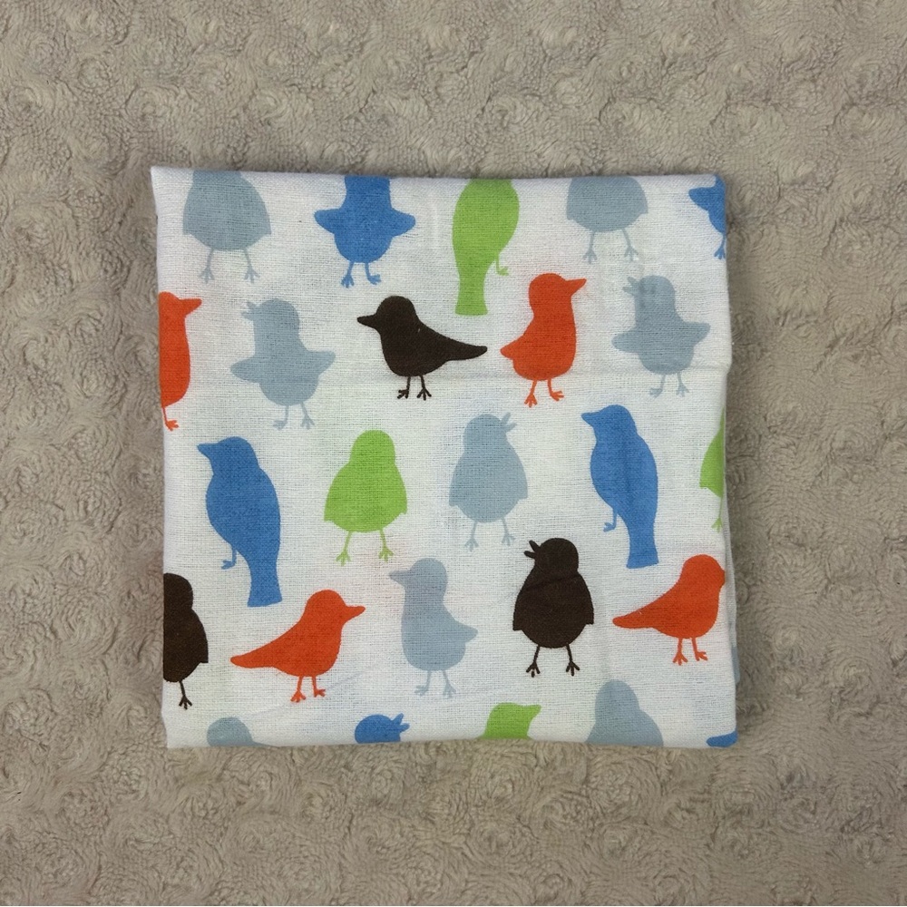 Luvable Friends Birds Baby Receiving Blanket Orange White Blue Green Flannel